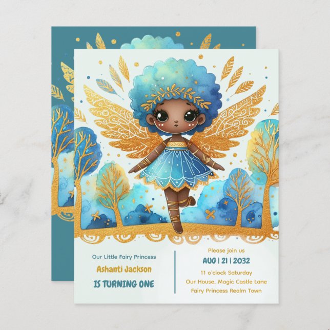 1st Birthday Little Fairy Princess African ONE (Front/Back)