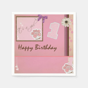 1st Birthday Little Girl Paper Napkin