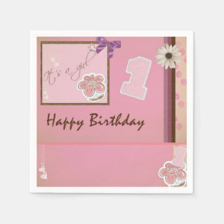 1st Birthday Little Girl Paper Napkin