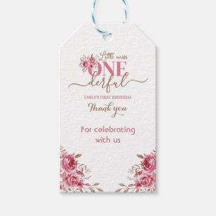 1ST BIRTHDAY LITTLE MISS ONDERFUL CARD GIFT TAGS