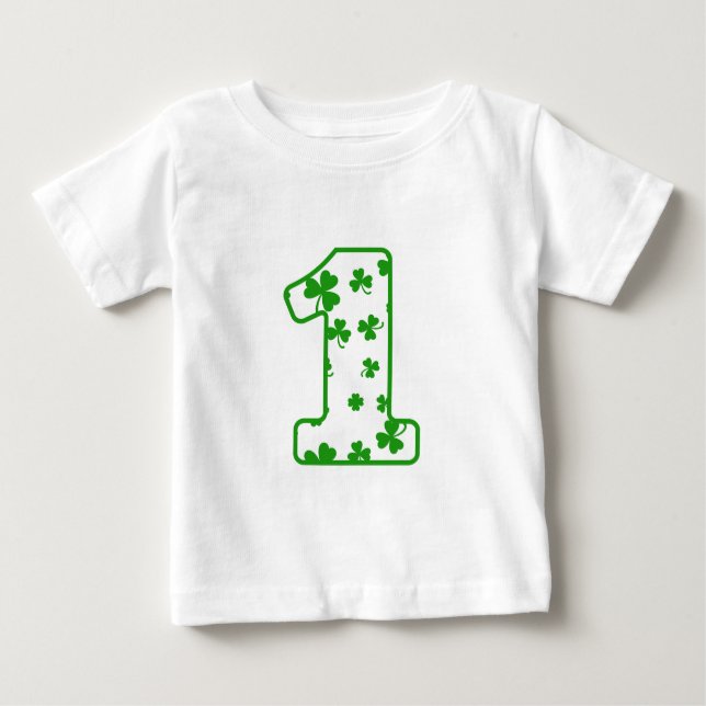 1st Birthday Lucky Shamrocks Birthday Irish Boy V1 Baby T-Shirt (Front)