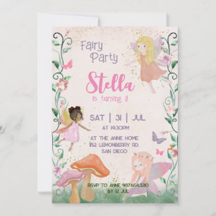 1st Birthday Magical Fairy Floral Garden Pixie Invitation