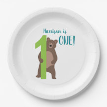 1st Birthday Modern Minimal Brown Bear
