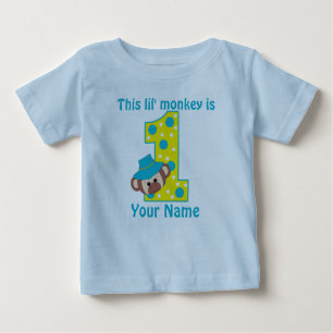1st Birthday Monkey Boy Personalzied T-shirt