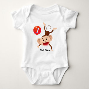 1st Birthday Monkey Customise Baby Bodysuit