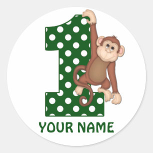 1st Birthday Monkey Personalised Sticker