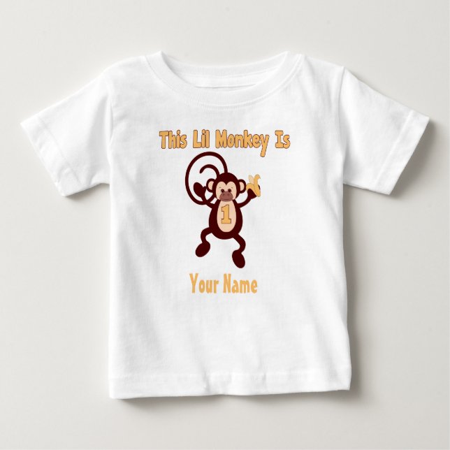 1st Birthday Monkey Personalised T-shirt (Front)