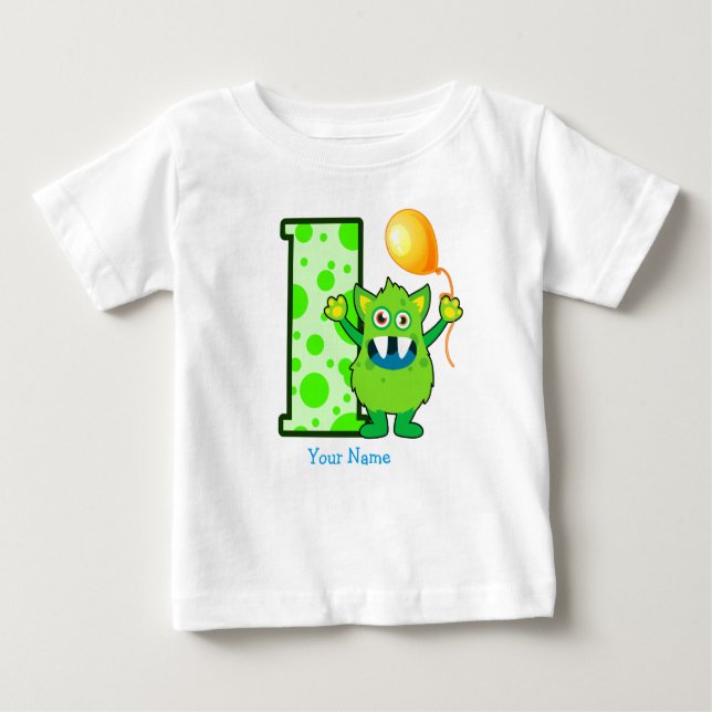 1st Birthday Monster Custom Baby T-Shirt (Front)