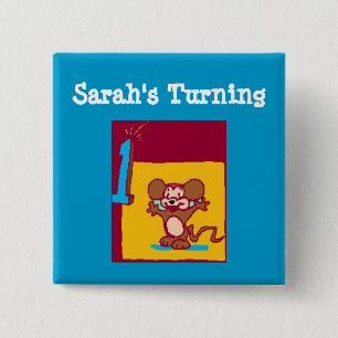 1st Birthday Mouse 15 Cm Square Badge
