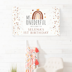 1st Birthday Ms Onederful Terracotta Rainbow  Banner