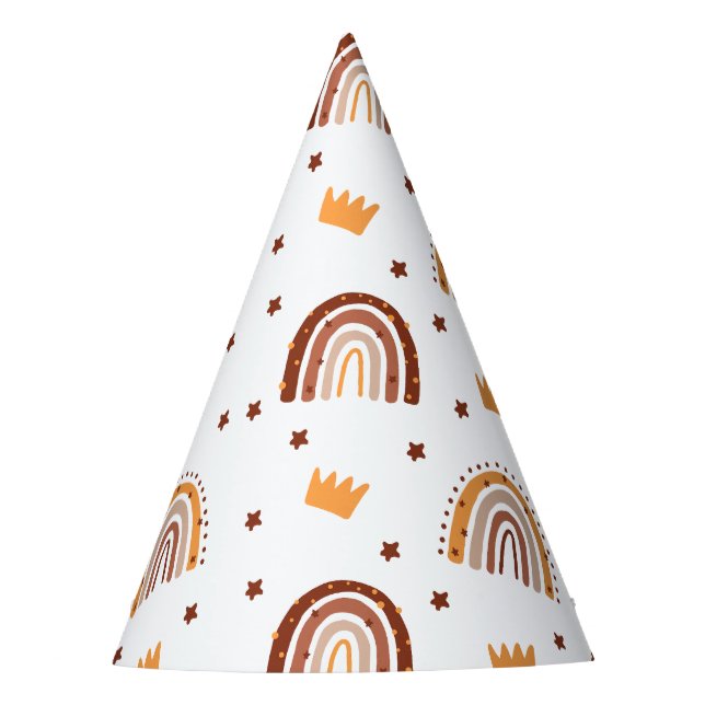 1st Birthday Ms Onederful Terracotta Rainbow Party Hat (Front)