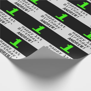 1st Birthday - Nerdy / Geeky Style "1" and Name Wrapping Paper