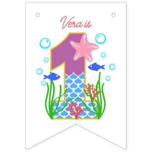 1st Birthday Ocean Theme 12 Month Photo Bunting