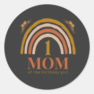1st birthday of girl customized mom classic round sticker