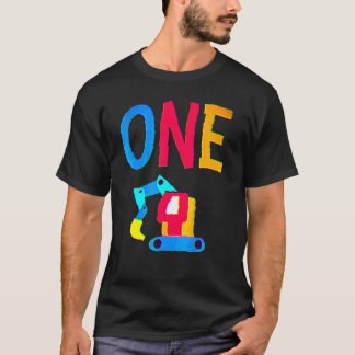 1st Birthday One 1 Year Old Boy Construction Truck T-Shirt