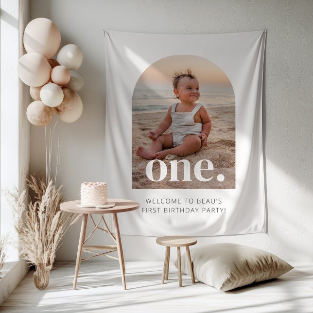 1st Birthday One Arched Photo Welcome Sign Tapestry (Zazzle 1st Birthday One Arched Photo Welcome Sign Tapestry)