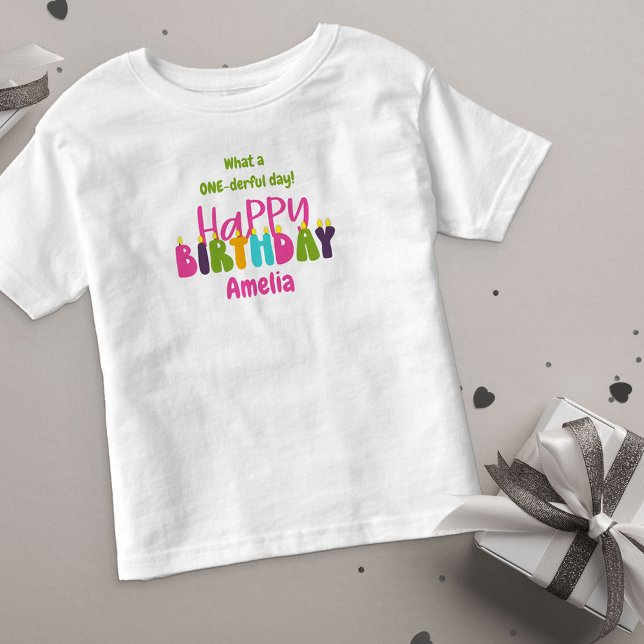 1st Birthday One-derful Day Colourful Candles  Toddler T-Shirt (Creator Uploaded)