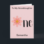 1st Birthday One  Flower Granddaughter Birthday Card<br><div class="desc">1st Birthday One Flower Granddaughter Birthday Card</div>