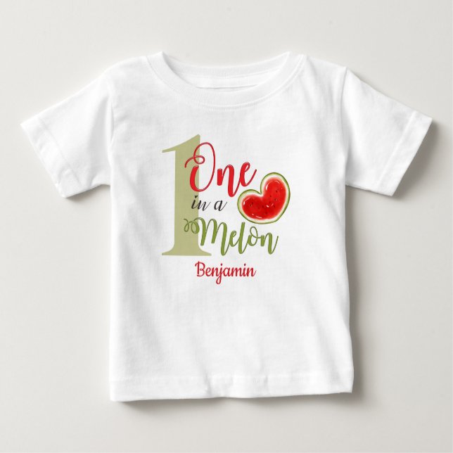 1st Birthday One In A Melon Boy Baby T-Shirt (Front)