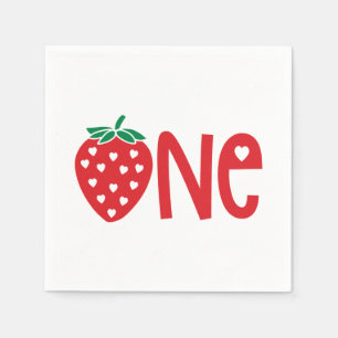 1st Birthday One Strawberry  Napkin