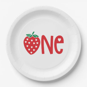 1st Birthday One Strawberry  Paper Plate