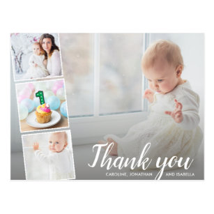 1st Birthday, or Any Year, Thank You Photo Collage Postcard