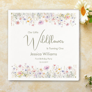 1st Birthday Our Little Wildflower Turning One  Napkin