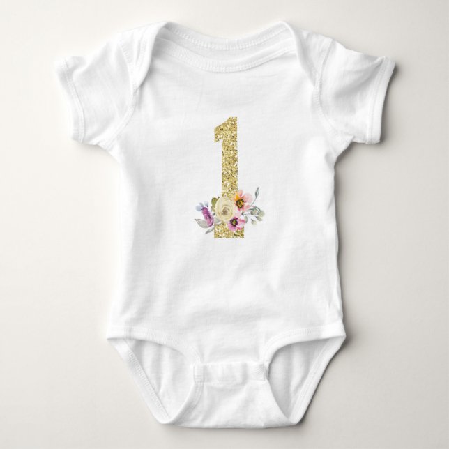 1st birthday outfit baby bodysuit (Front)
