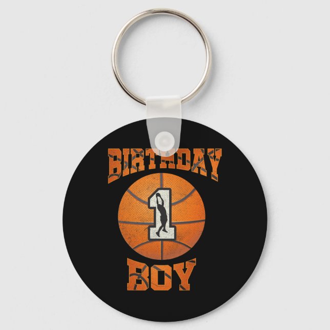 1st Birthday Outfit Boy Basketball First 1 Year Ol Key Ring (Front)