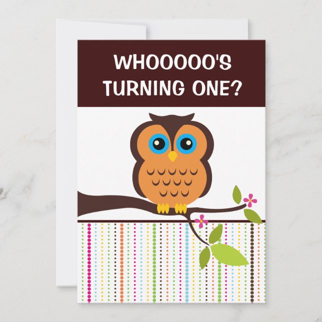 1st Birthday Owl Theme Party Invitations (Front)