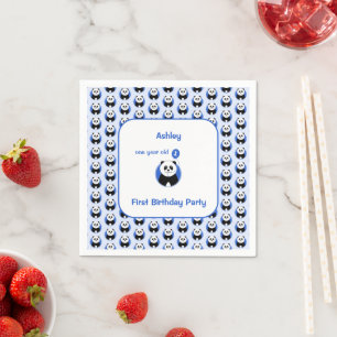1st birthday panda kids party napkin