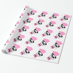 1st Birthday PANDA One Year Old Custom Girl Name Wrapping Paper