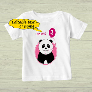 1st birthday panda pink balloon baby T-Shirt