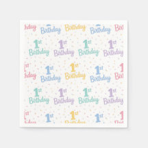 1st Birthday Paper Napkins, First Birthday Party 