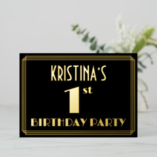 1st Birthday Party: Art Deco Look “1”, w/ Name