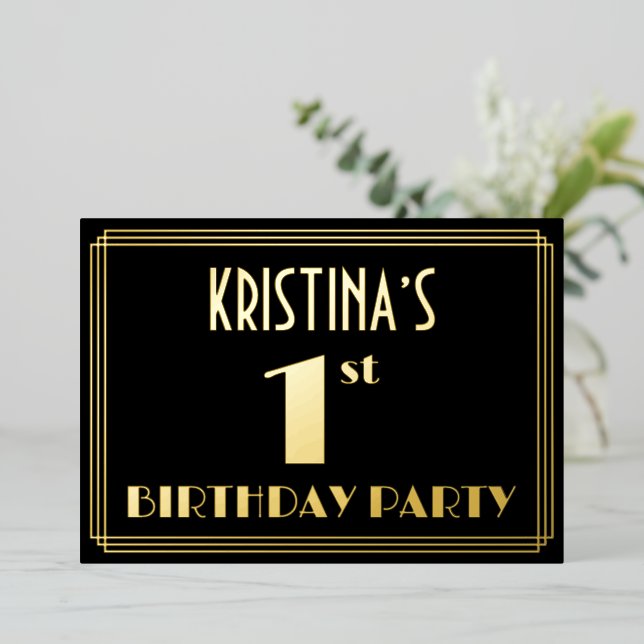 1st Birthday Party: Art Deco Look “1”, w/ Name (Standing Front)