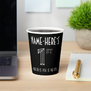 1st Birthday Party: Art Deco Style + Custom Name Paper Cups