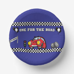 1ST BIRTHDAY PARTY BLUE RACE CAR PRINT  PAPER PLATE