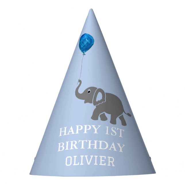 1st Birthday Party Celebration Blue Boy Kids Party Hat (Front)