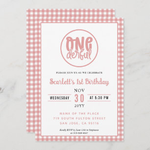 1st Birthday Party Cute Onederful First Birthday Invitation