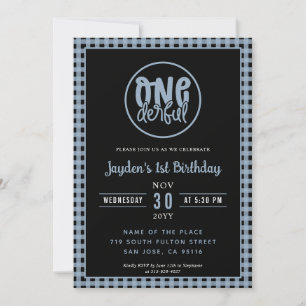 1st Birthday Party Cute Onederful Pastel Blue Invitation