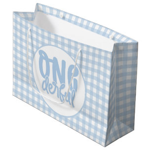 1st Birthday Party Cute Pastel Blue Onederful Large Gift Bag