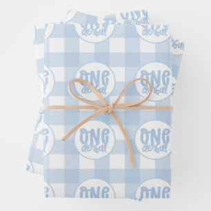 1st Birthday Party Cute Pastel Blue Onederful Wrapping Paper Sheet