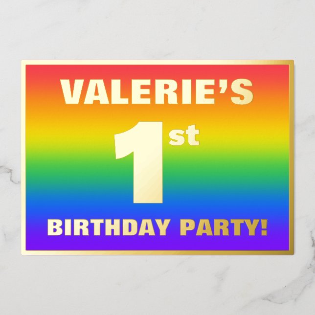 1st Birthday Party: Fun, Colourful Rainbow Pattern (Front)