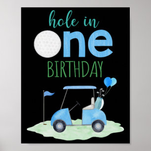 1st Birthday Party Golfer Hole In One Birthday Gol Poster
