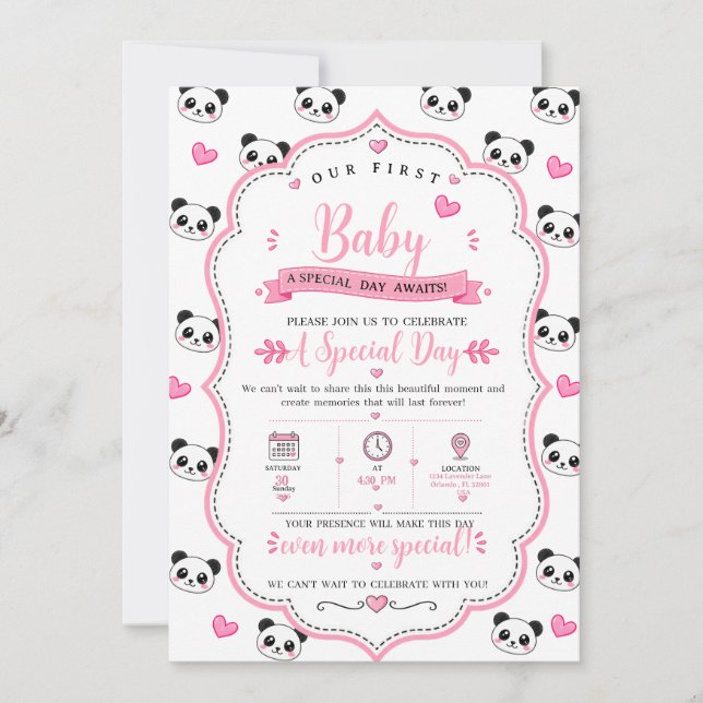  1st birthday party  Invitation (Front)