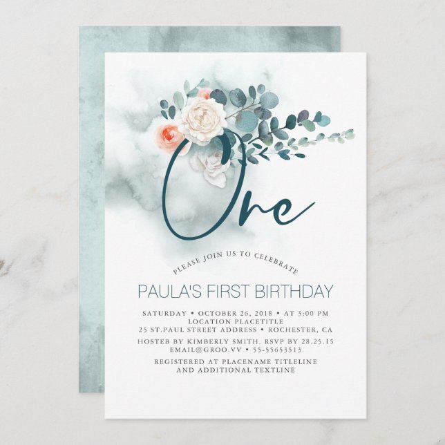 1st Birthday Party Invitation (Front/Back)
