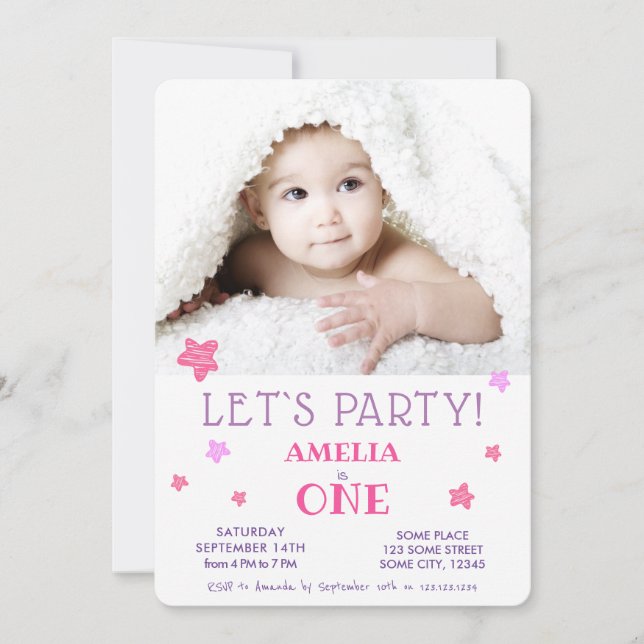 1st Birthday Party Invitation Card (Front)