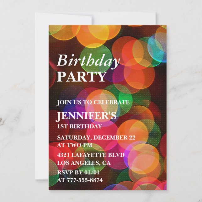 1st Birthday Party Invitation Confetti Sparkle (Front)