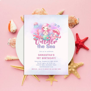 1st Birthday Party   ONEder the Sea Mermaid Invitation